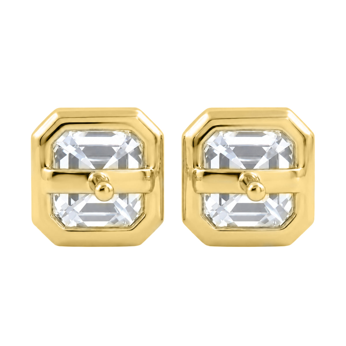 1-6 ctw Asscher Solitaire Bezel Stud Earrings