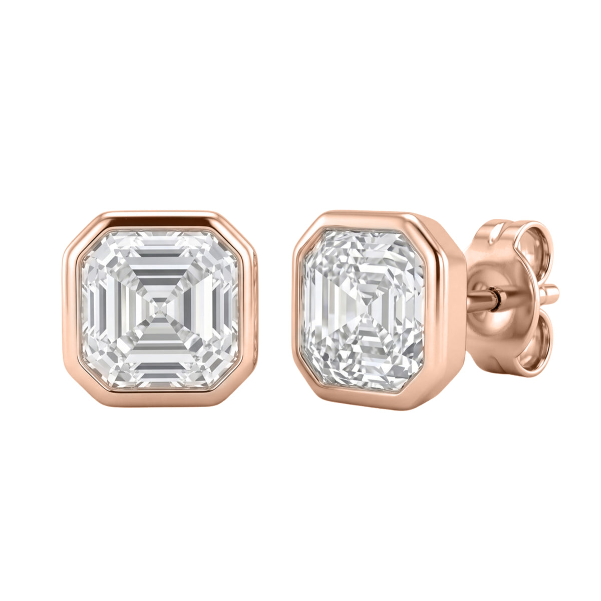 1-6 ctw Mixed Cut Bezel Stud Earrings