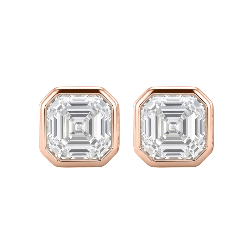 1-6 ctw Asscher Solitaire Bezel Stud Earrings