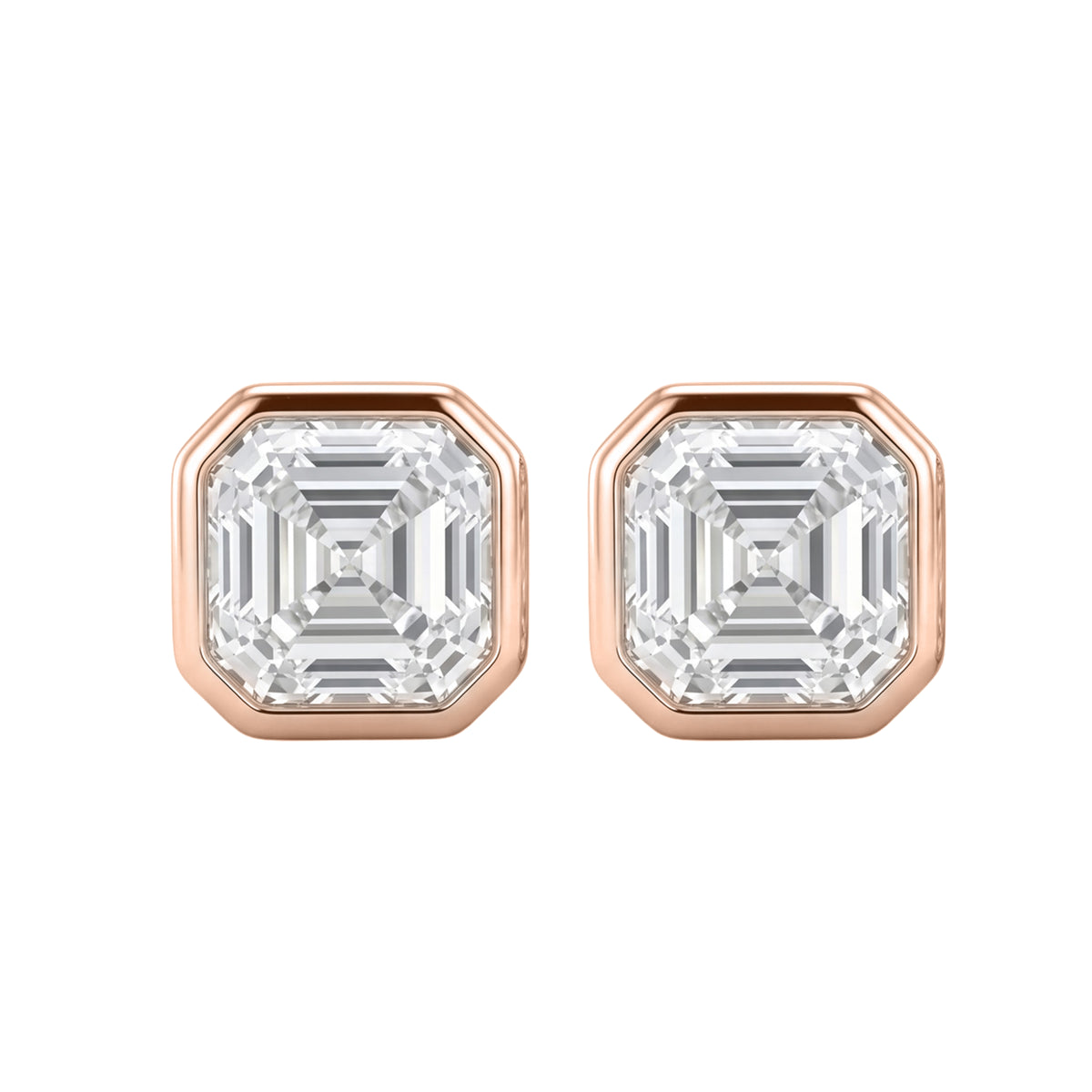 1-6 ctw Asscher Solitaire Bezel Stud Earrings