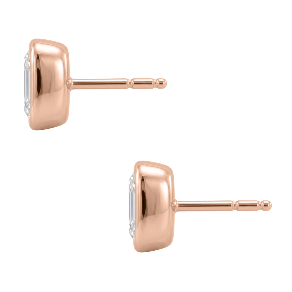 1-6 ctw Asscher Solitaire Bezel Stud Earrings
