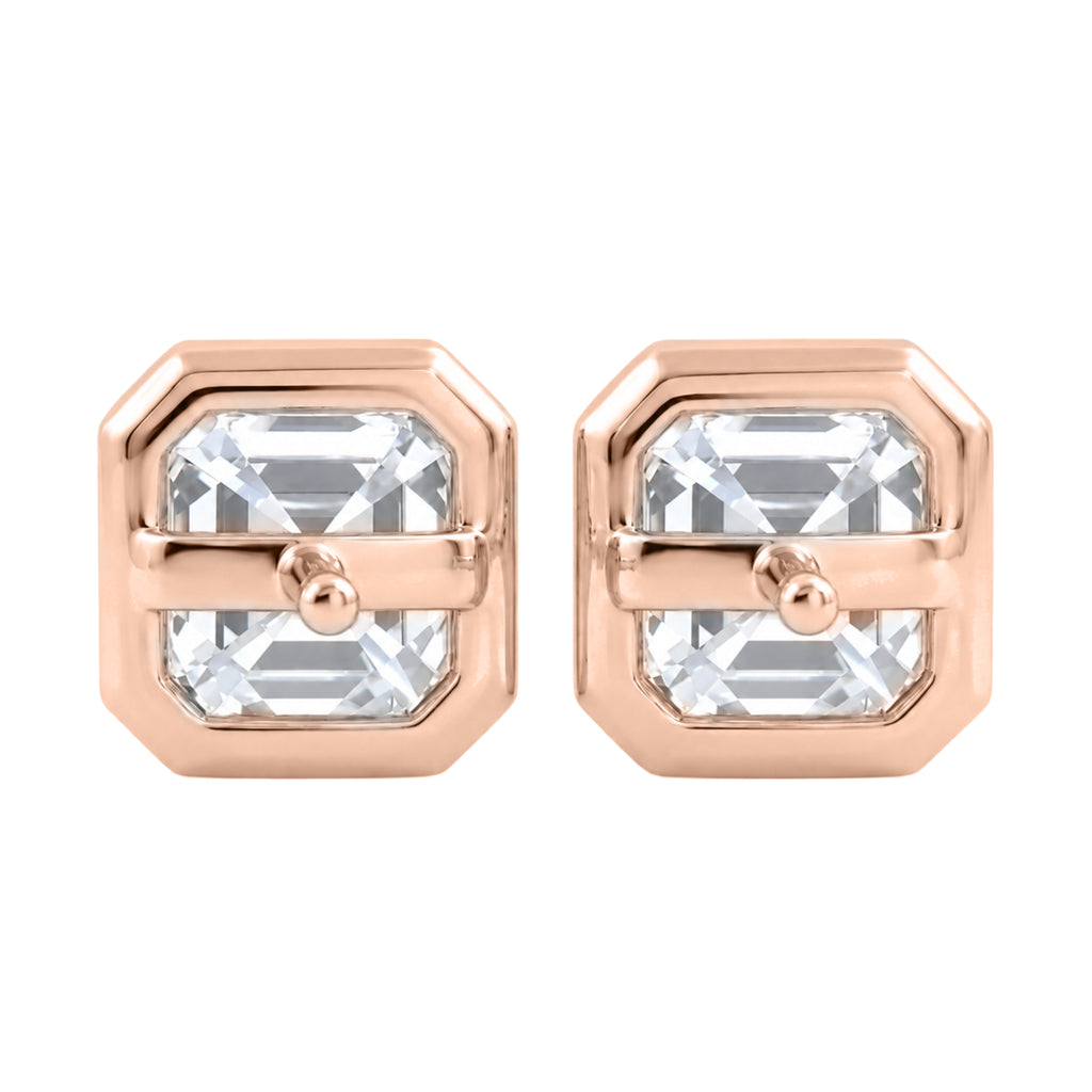 1-6 ctw Asscher Solitaire Bezel Stud Earrings