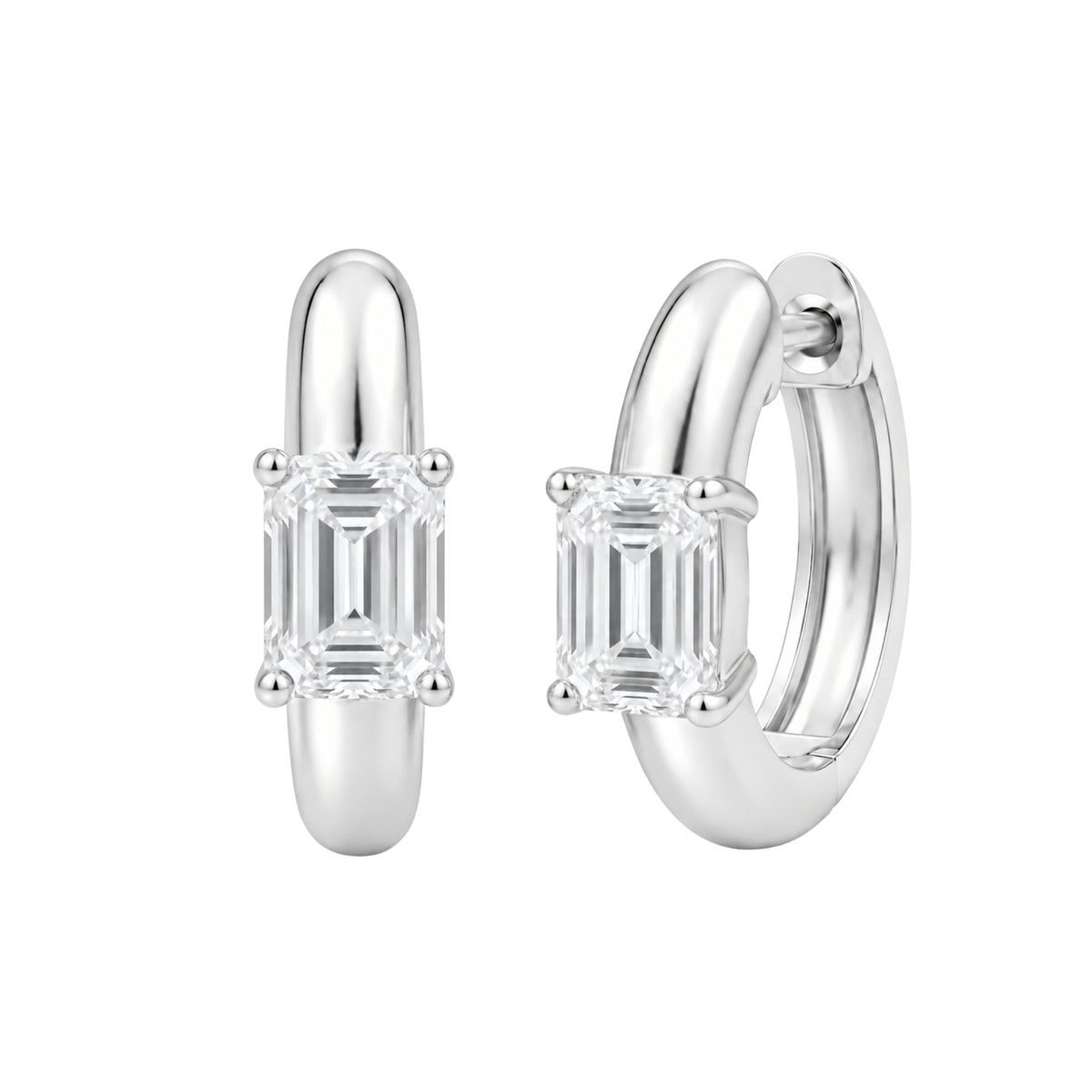 1-4 ctw Emerald Hoop Earrings