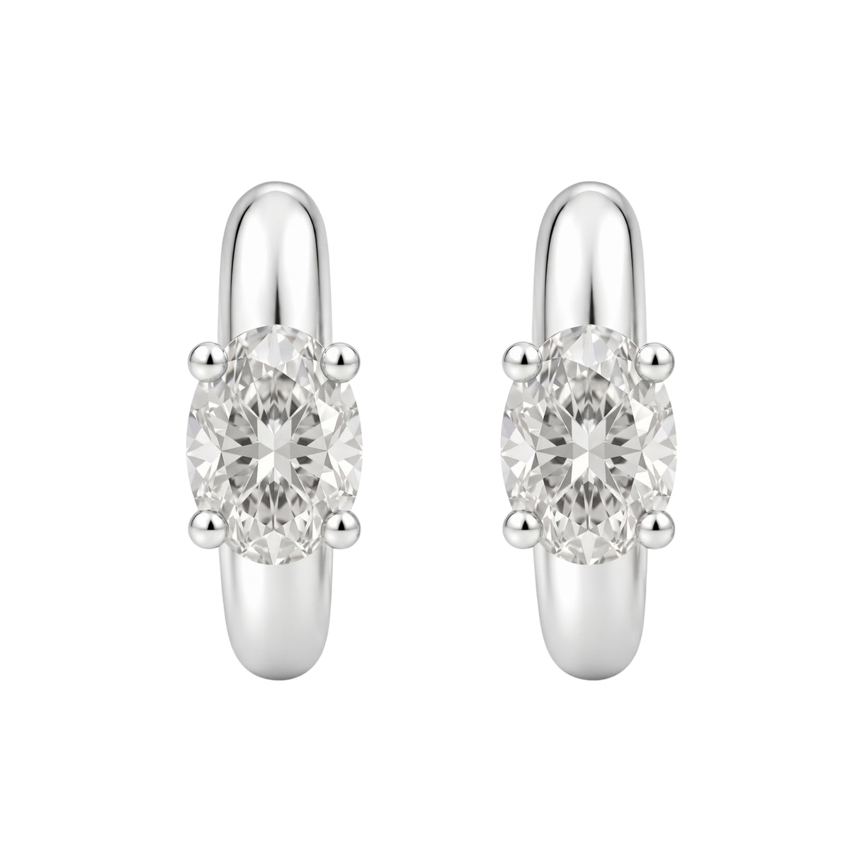 1-4 ctw Oval Hoop Earrings