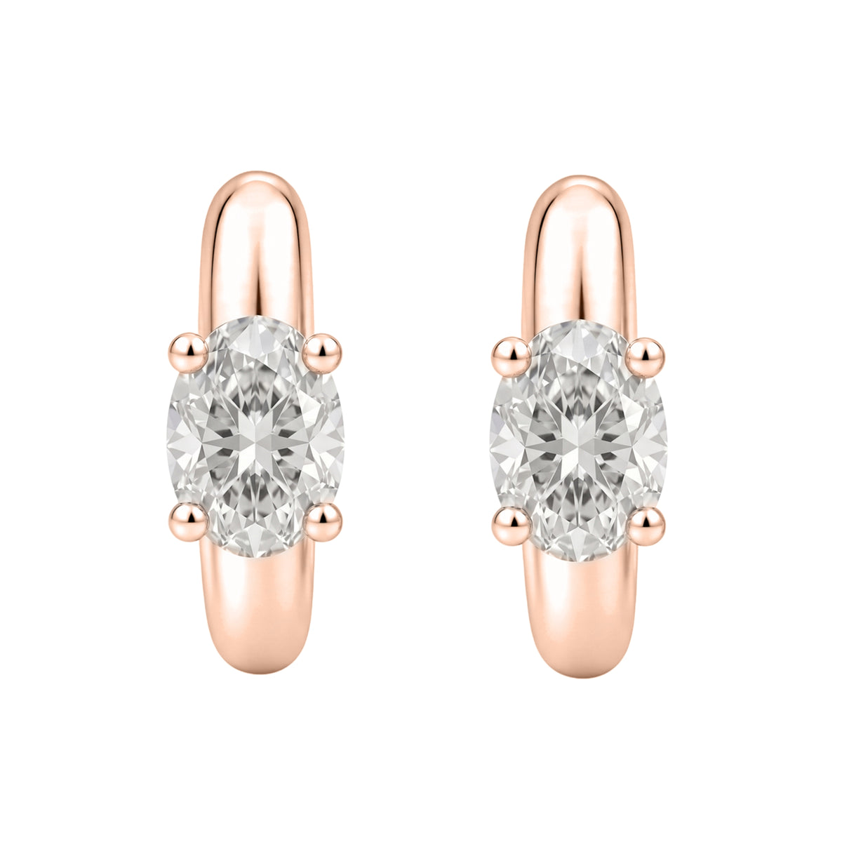 1-4 ctw Oval Hoop Earrings