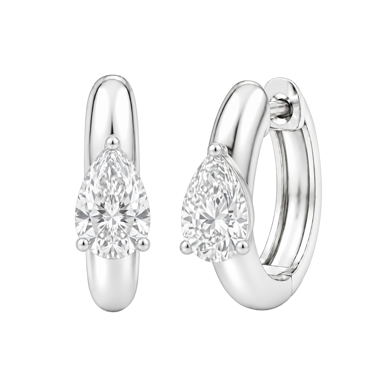 1-4 ctw Pear Hoop Earrings