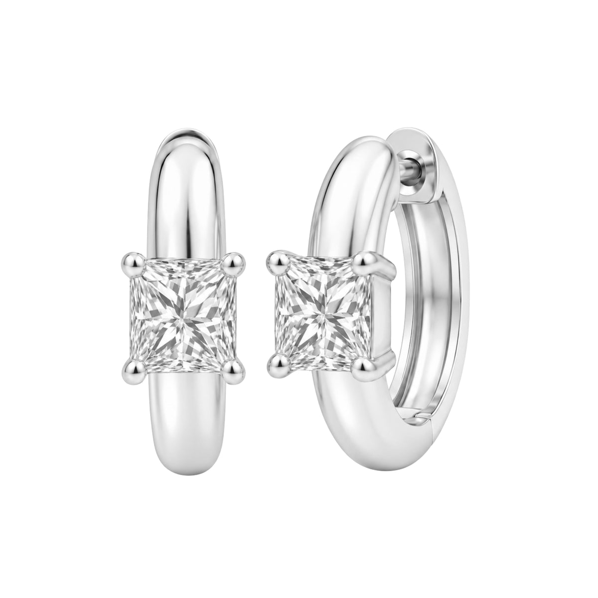 1-4 ctw Mixed Solitaire Hoop Earrings
