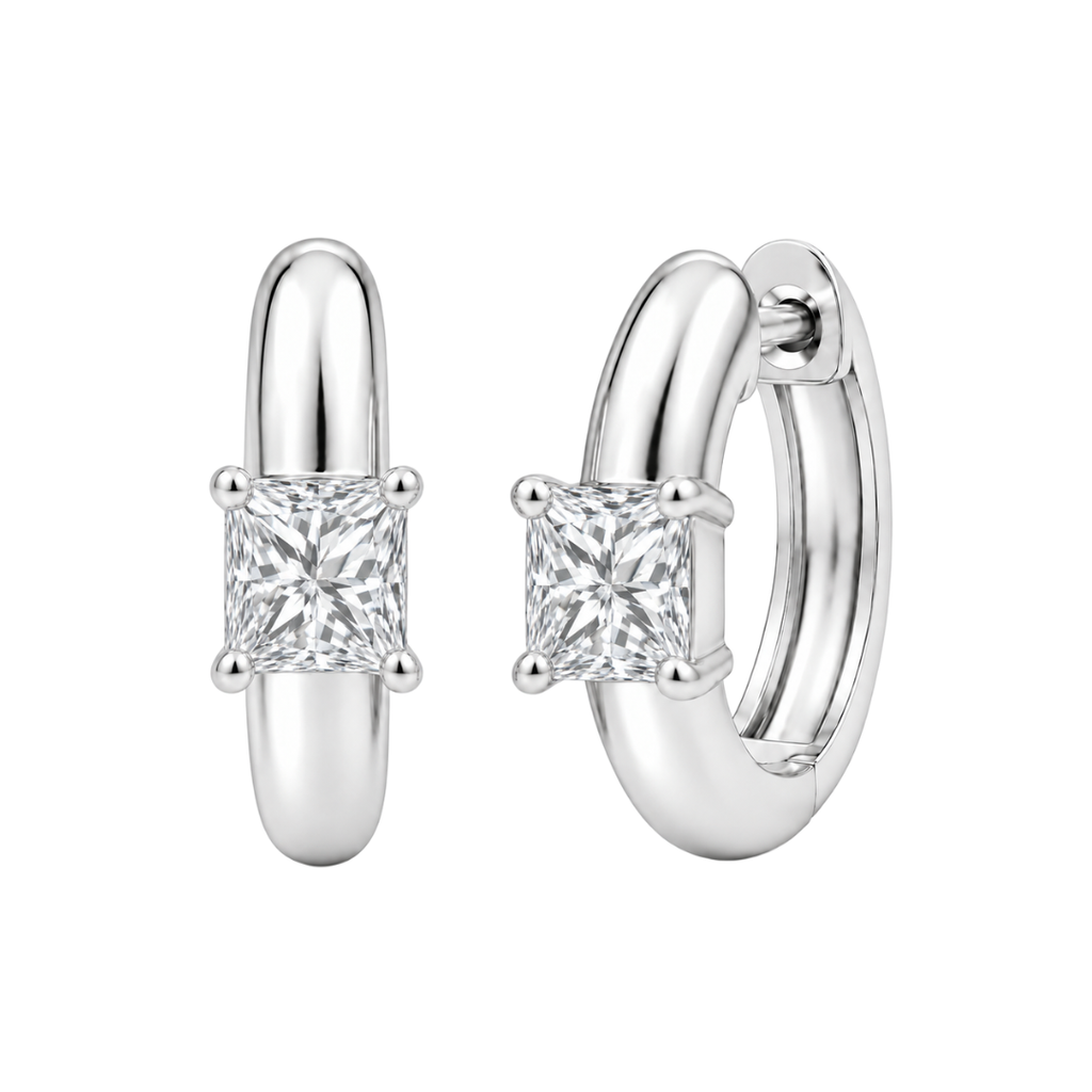 1-4 ctw Princess Hoop Earrings