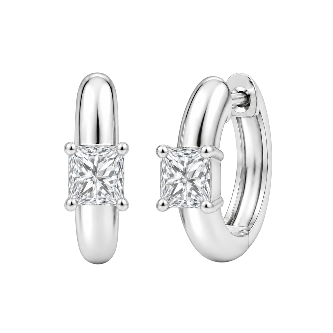1-4 ctw Princess Hoop Earrings