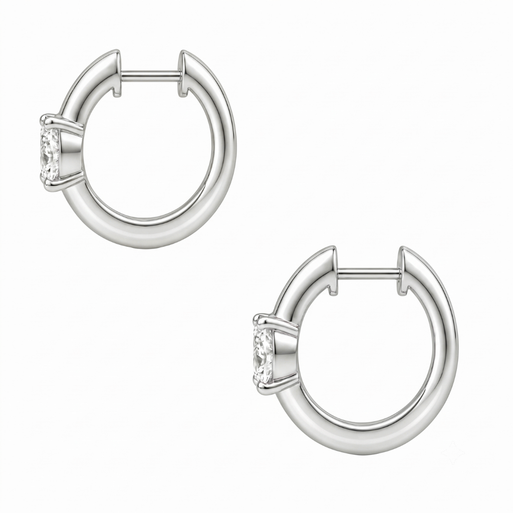 1-4 ctw Princess Hoop Earrings