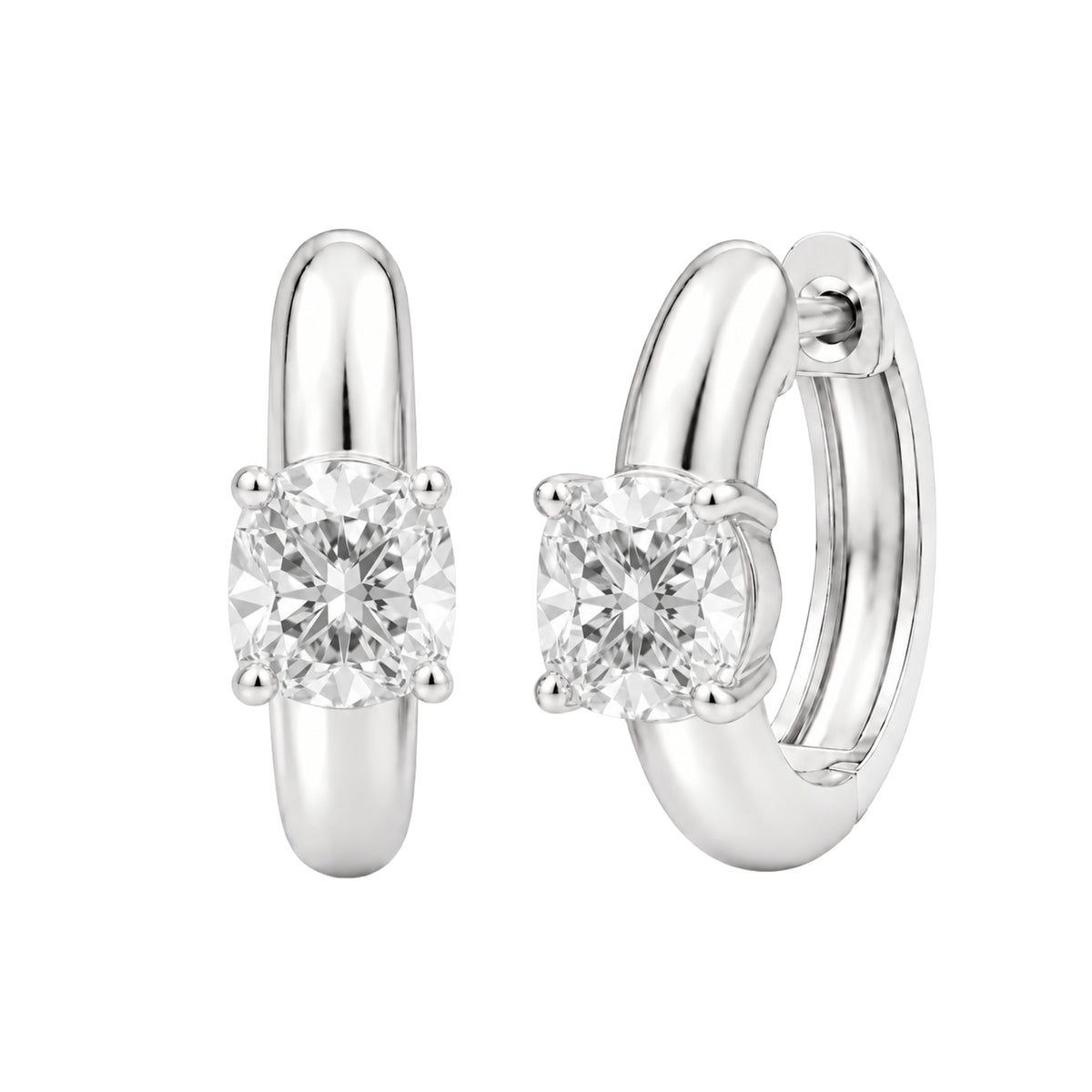 1-4 ctw Cushion Hoop Earrings