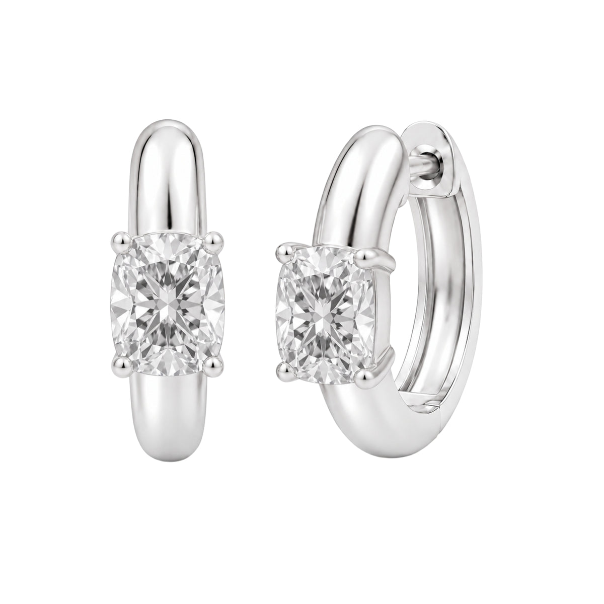 1-4 ctw Long Cushion Hoop Earrings