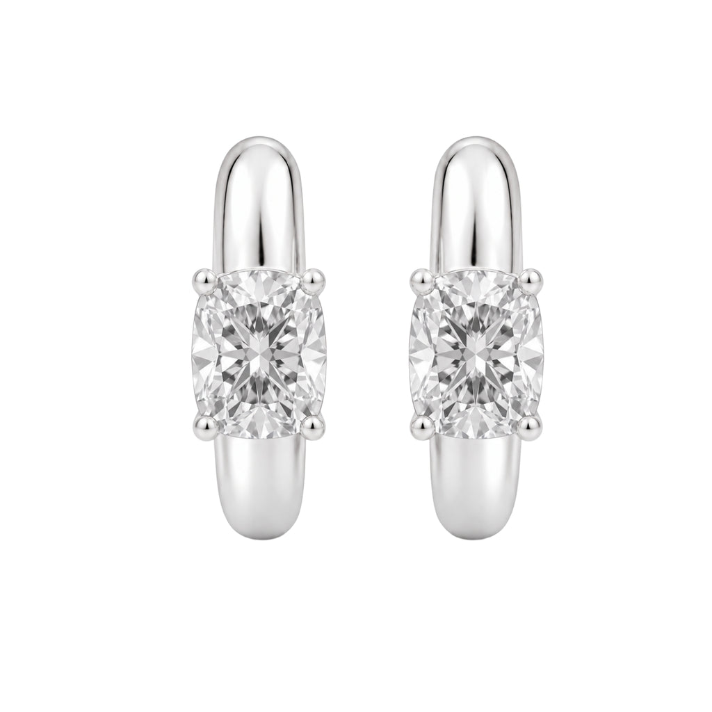 1-4 ctw Long Cushion Hoop Earrings