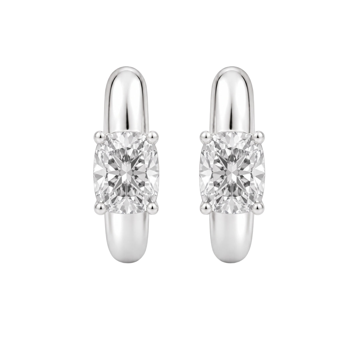 1-4 ctw Long Cushion Hoop Earrings