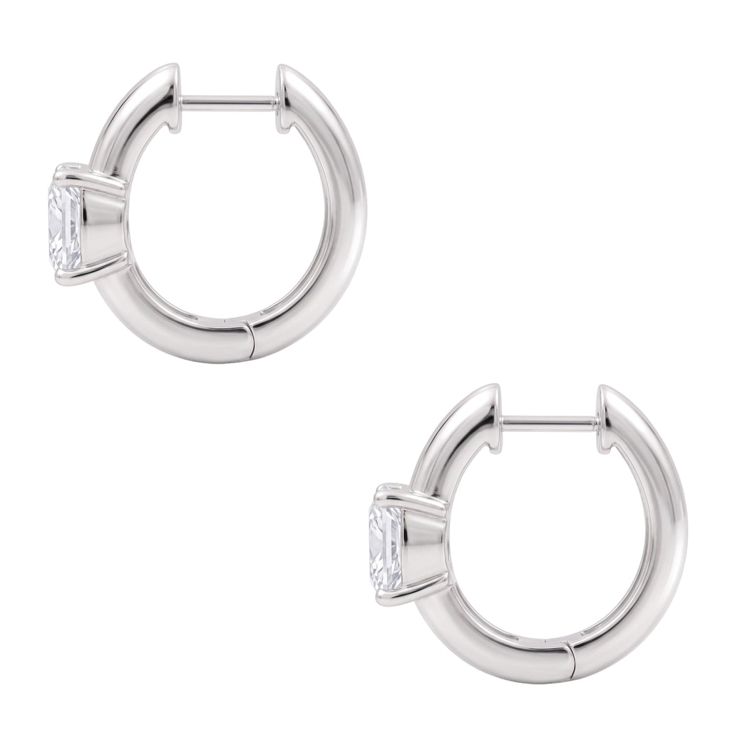 1-4 ctw Long Cushion Hoop Earrings