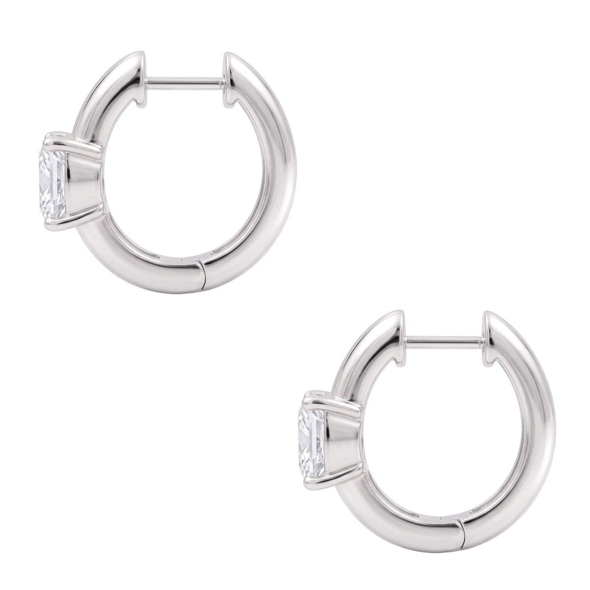 1-4 ctw Long Cushion Hoop Earrings