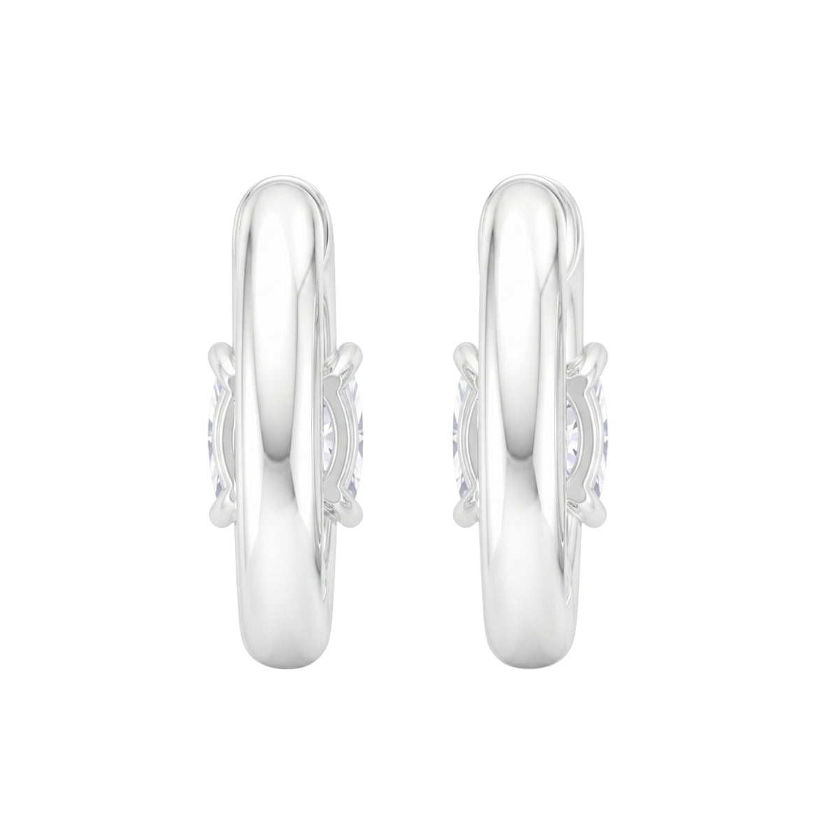 1-4 ctw Long Cushion Hoop Earrings