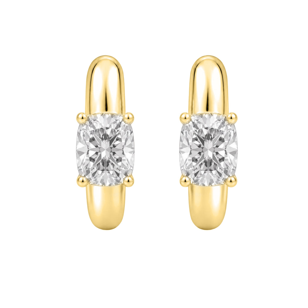 1-4 ctw Long Cushion Hoop Earrings