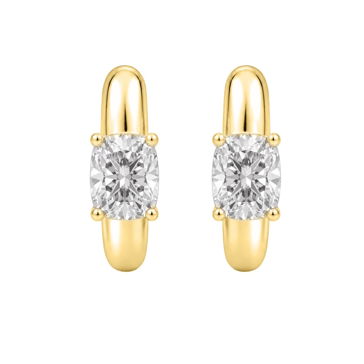 1-4 ctw Long Cushion Hoop Earrings