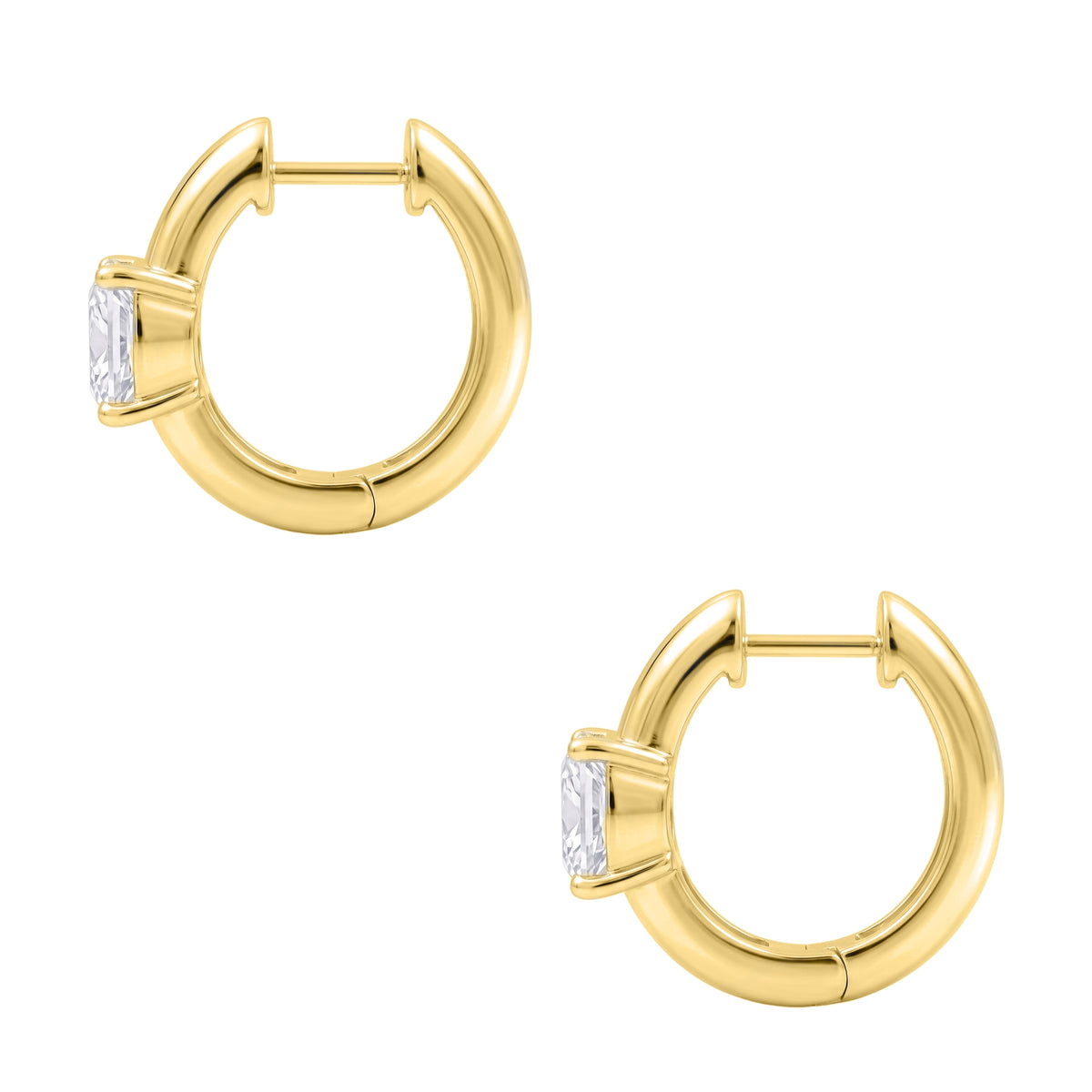 1-4 ctw Long Cushion Hoop Earrings