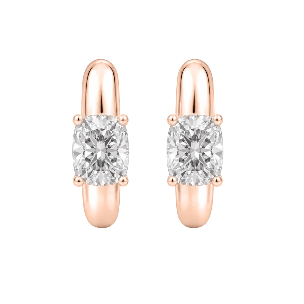 1-4 ctw Long Cushion Hoop Earrings