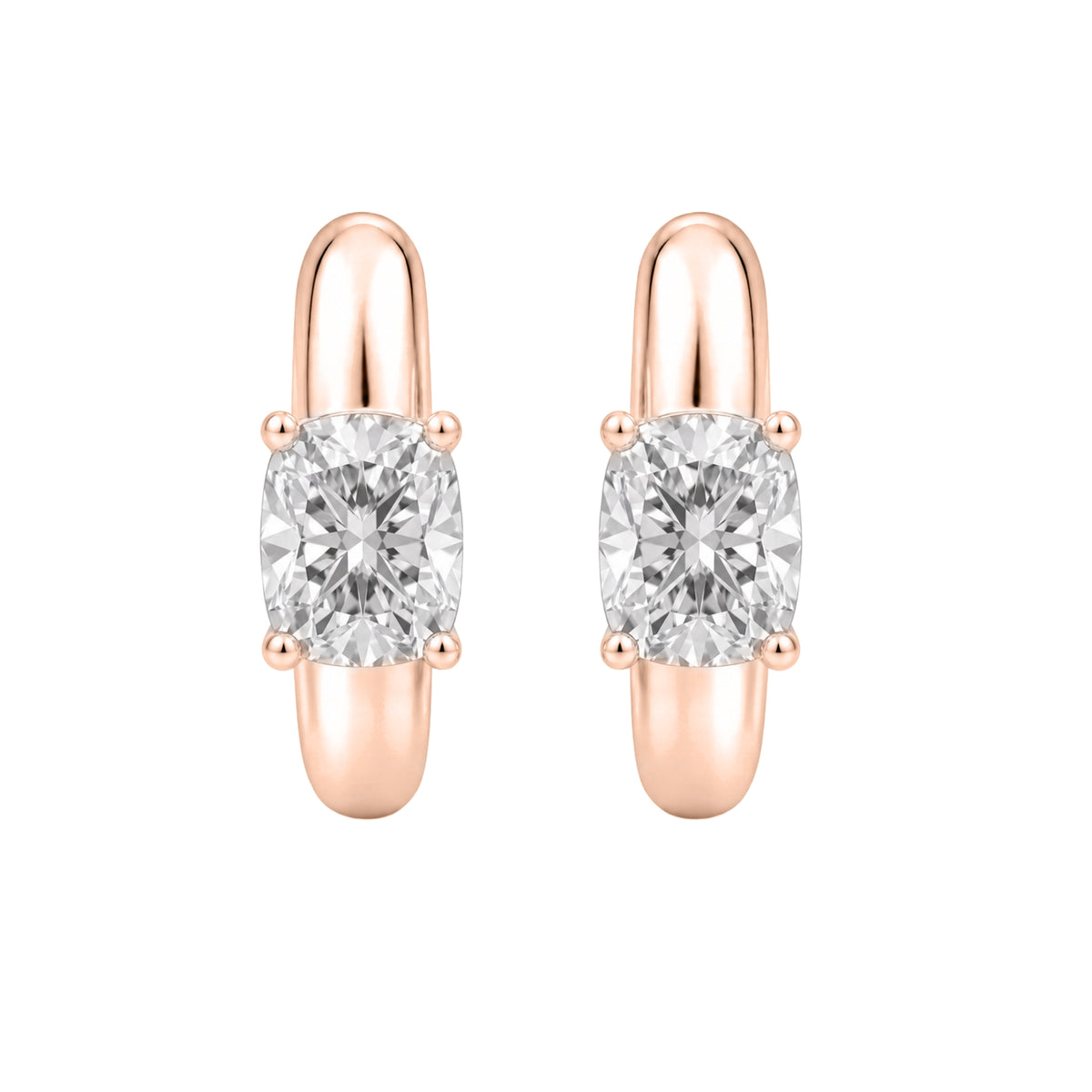 1-4 ctw Long Cushion Hoop Earrings