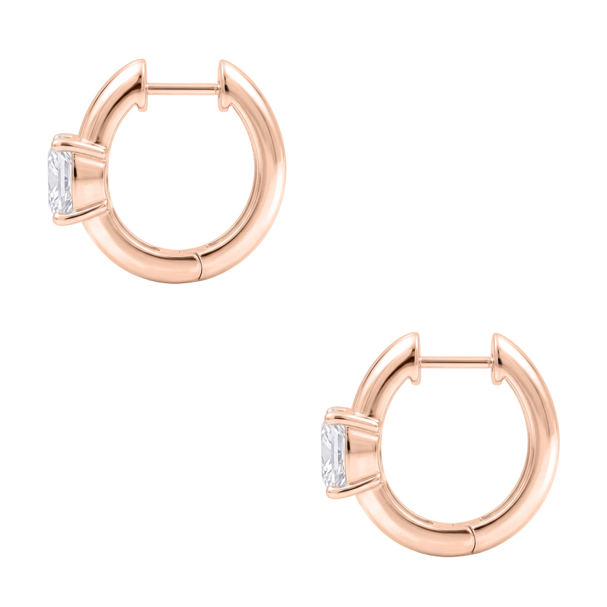 1-4 ctw Long Cushion Hoop Earrings