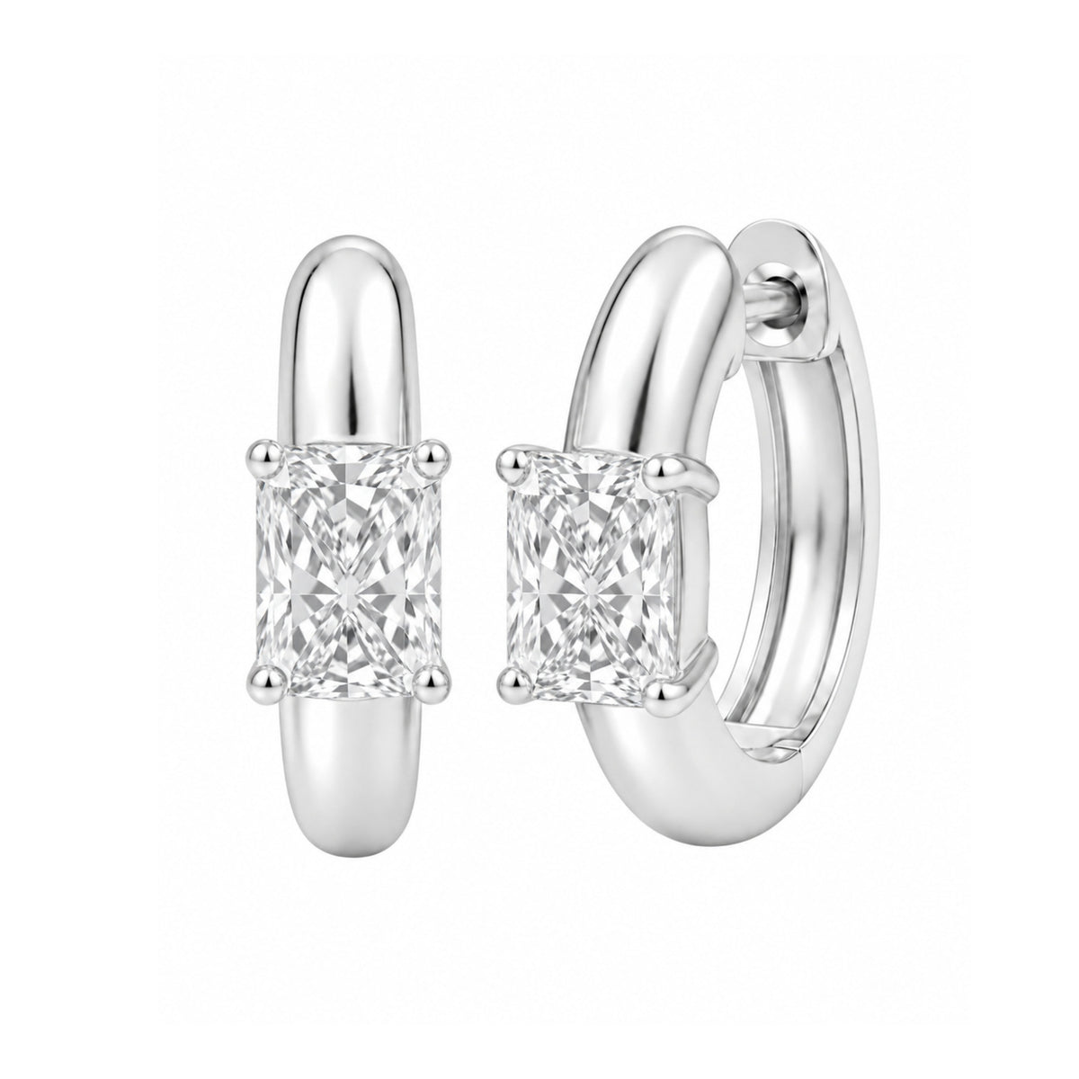 1-4 ctw Radiant Hoop Earrings