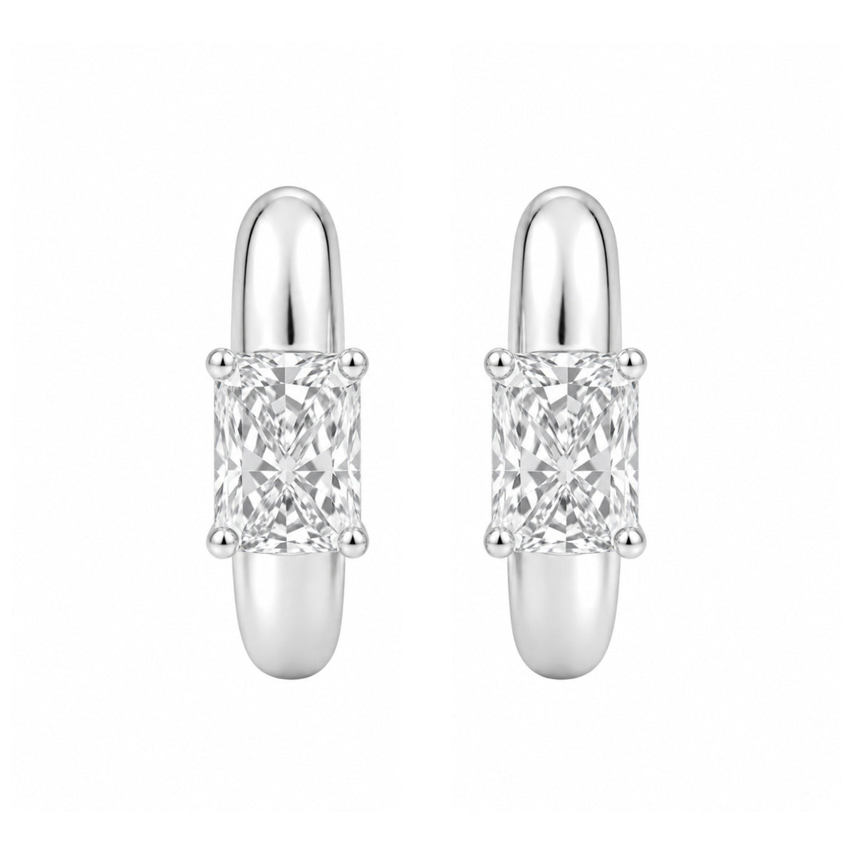 1-4 ctw Radiant Hoop Earrings