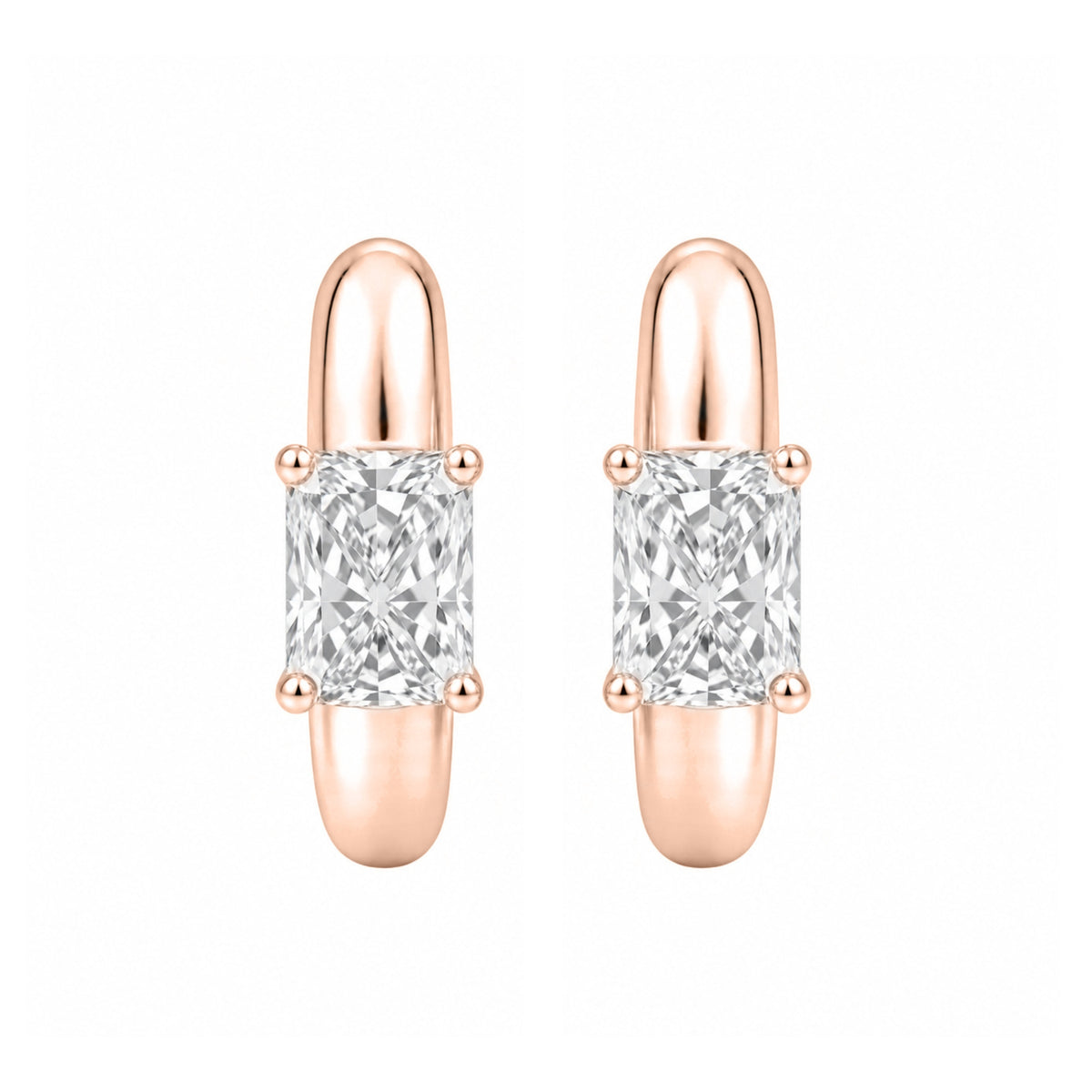 1-4 ctw Radiant Hoop Earrings