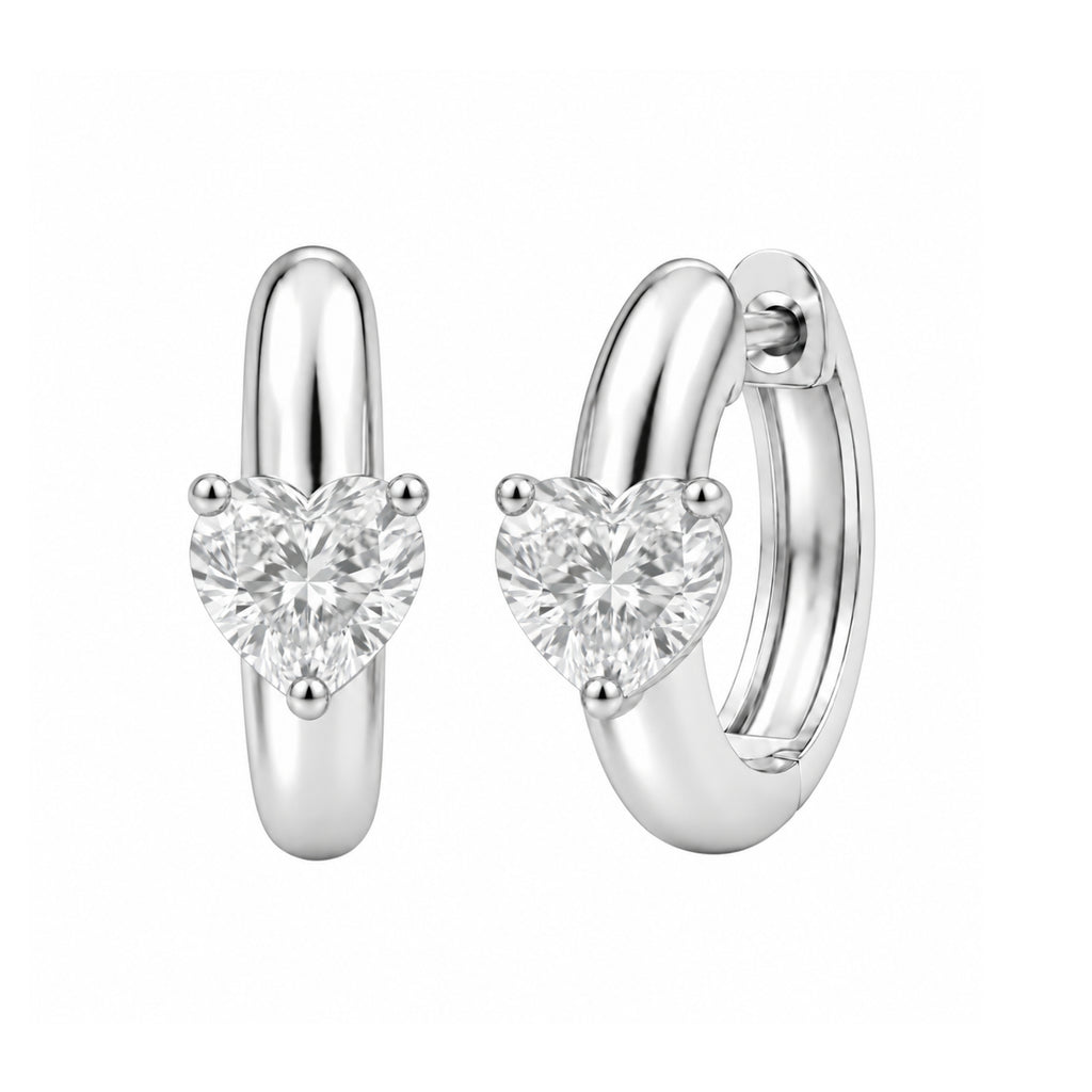 1-4 ctw Heart Hoop Earrings