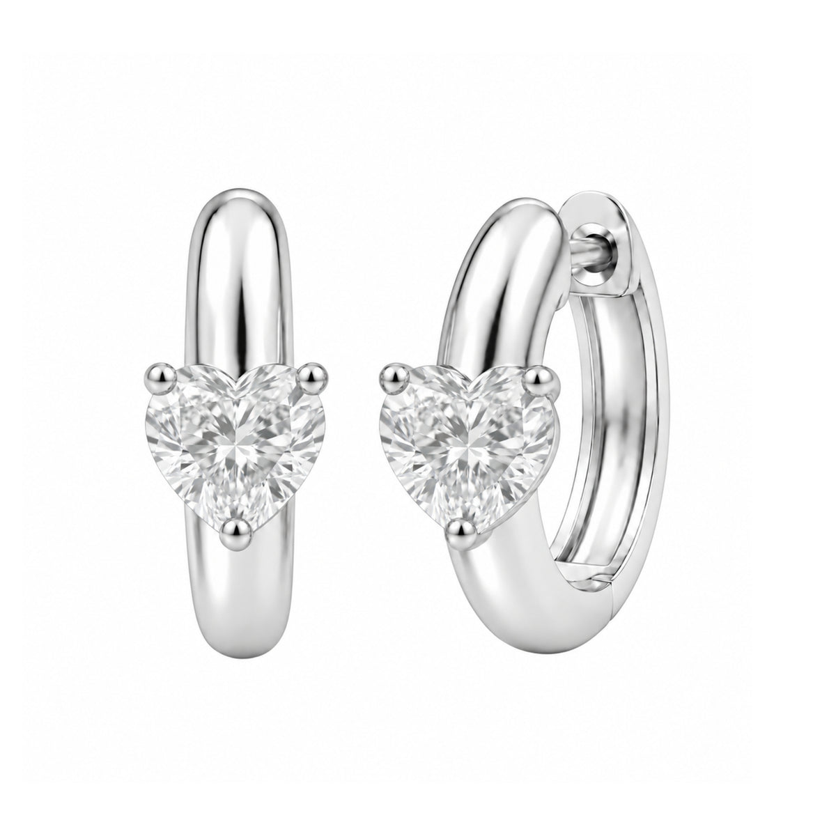 1-4 ctw Heart Hoop Earrings