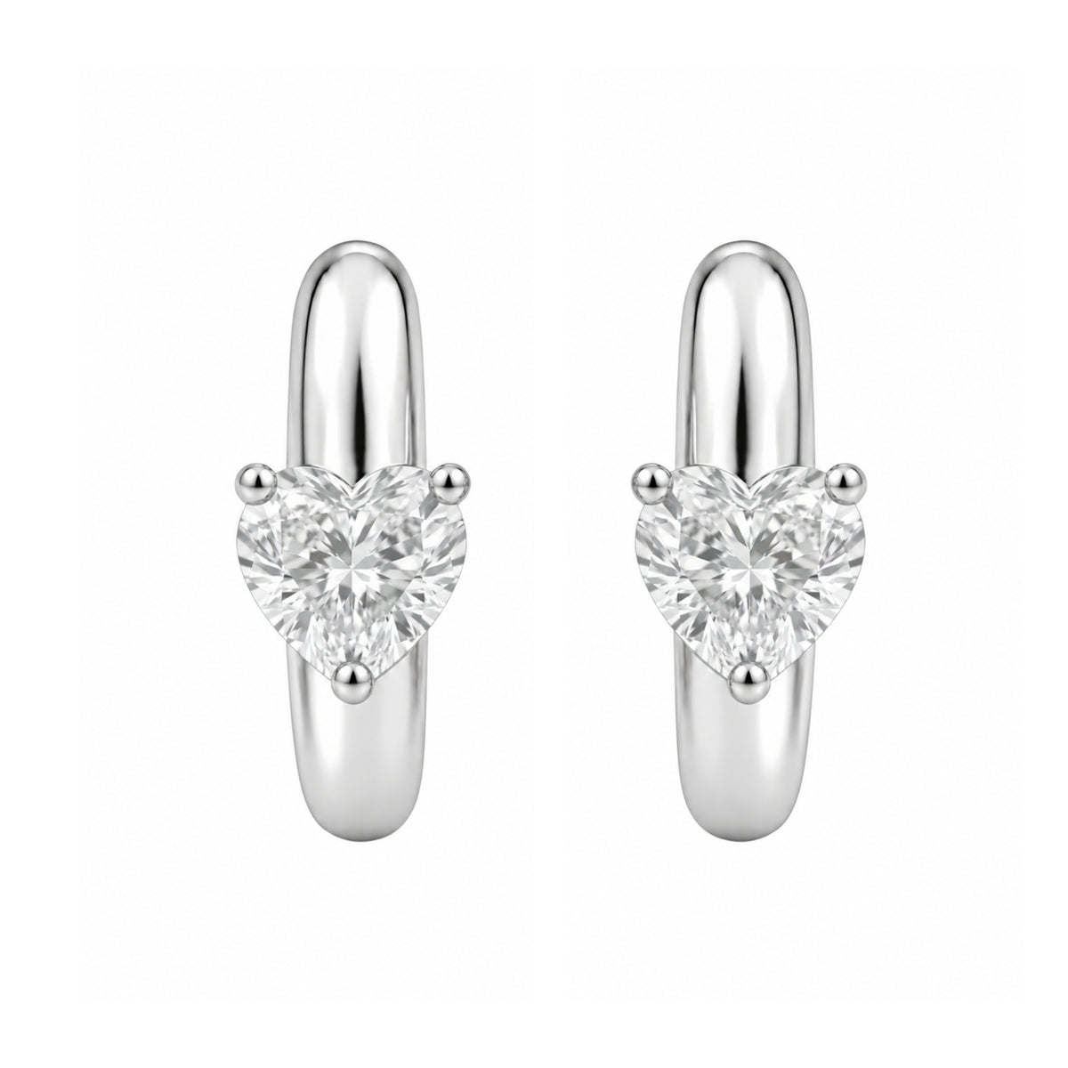 1-4 ctw Heart Hoop Earrings