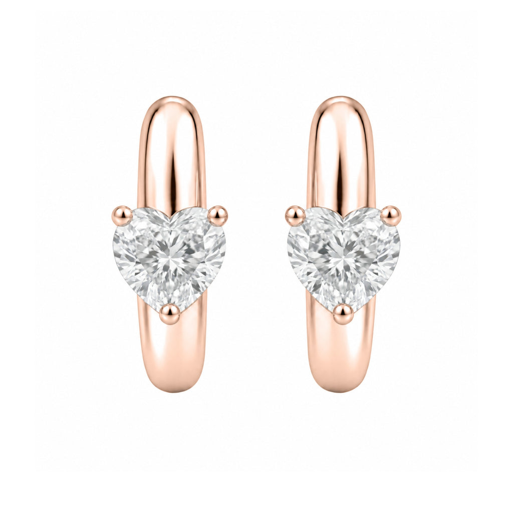 1-4 ctw Heart Hoop Earrings