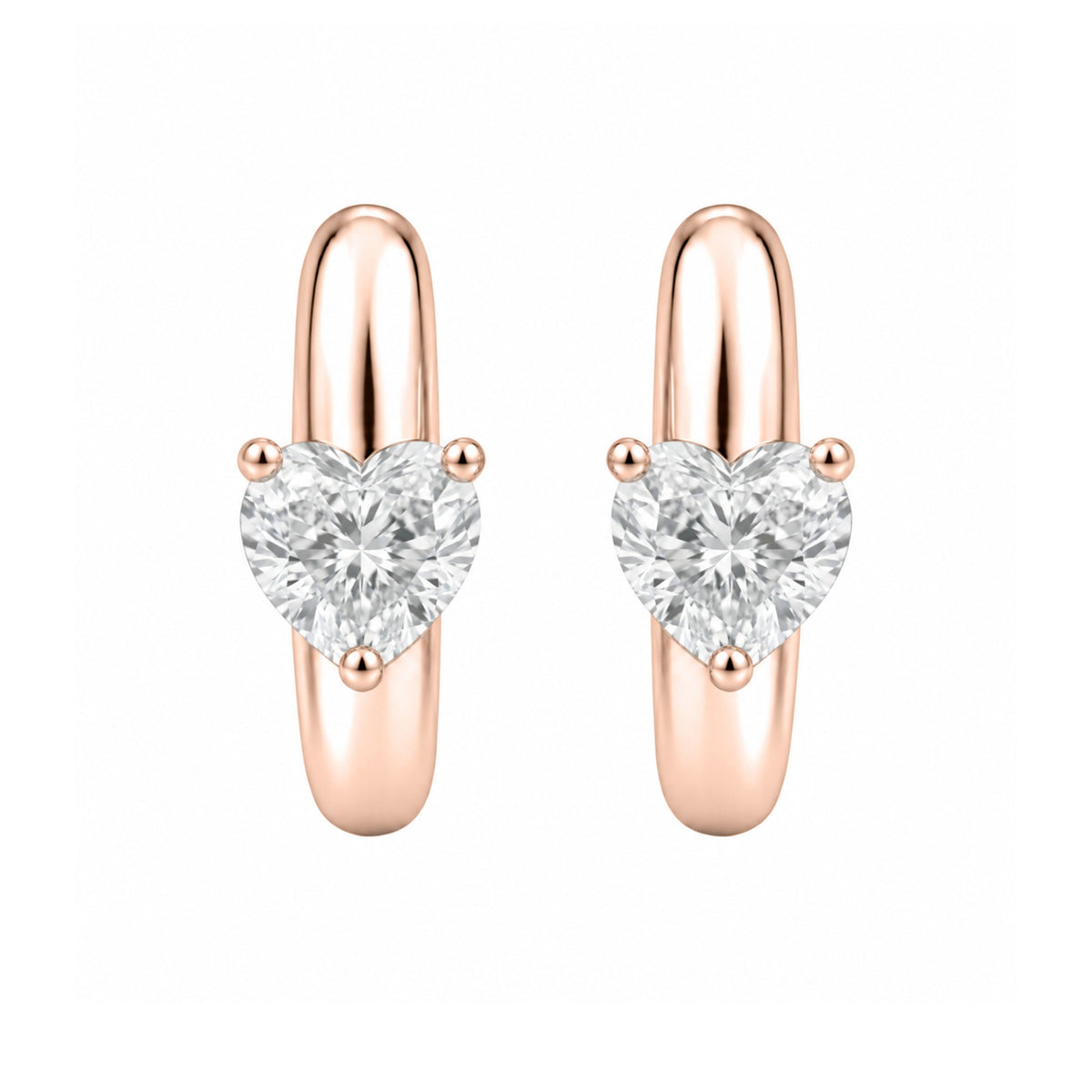 1-4 ctw Heart Hoop Earrings