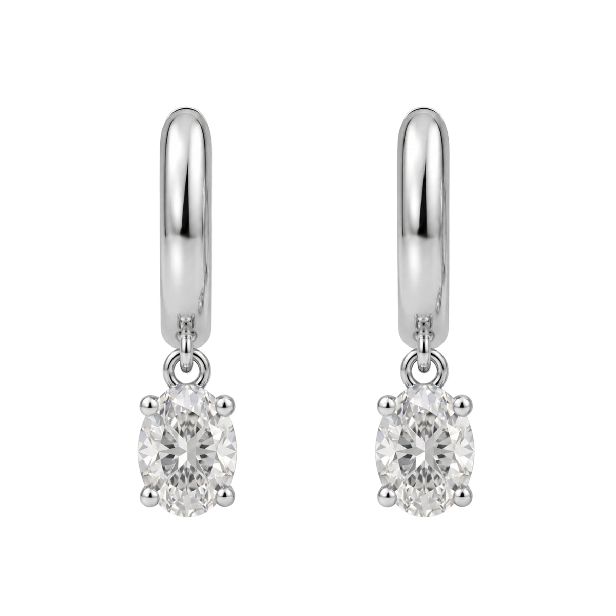 1-4 ctw Oval Hoop Earrings