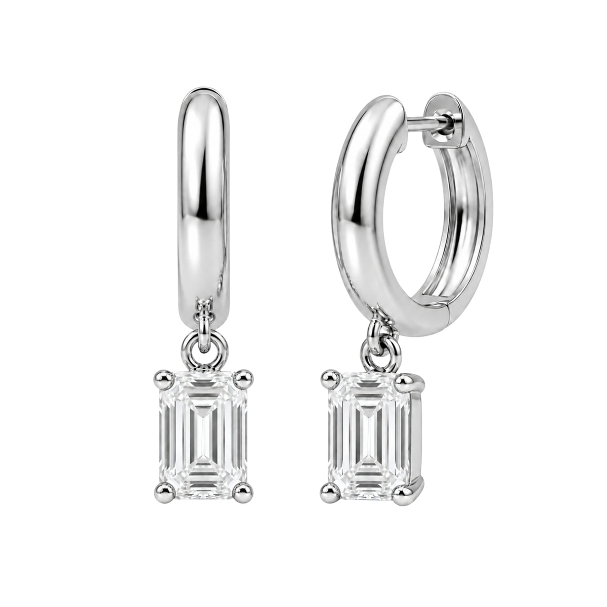 1-4 ctw Emerald Hoop Earrings
