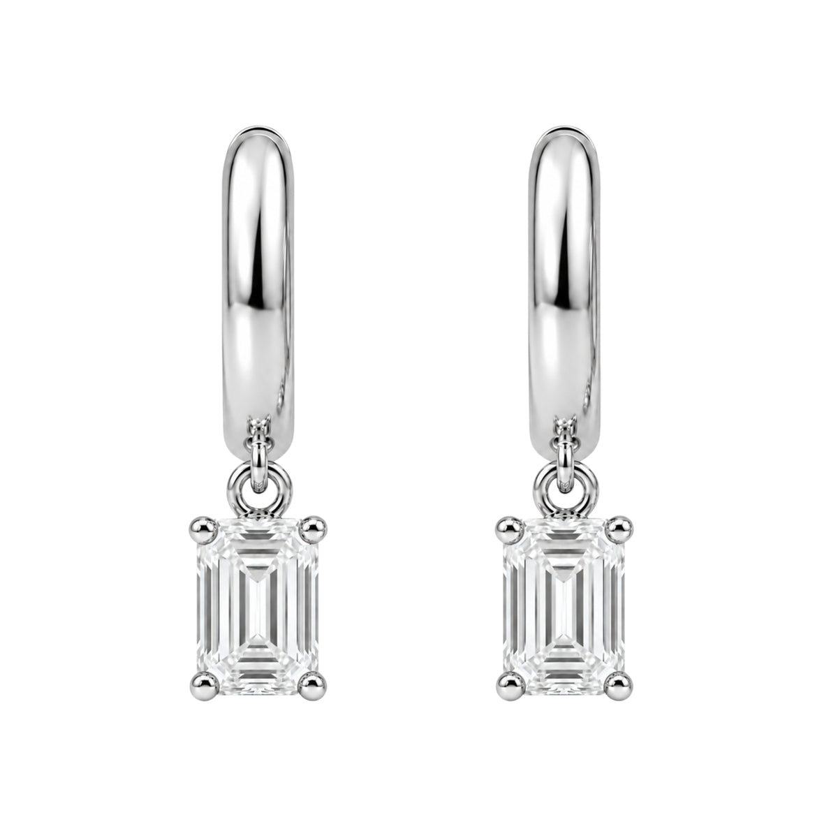 1-4 ctw Emerald Hoop Earrings