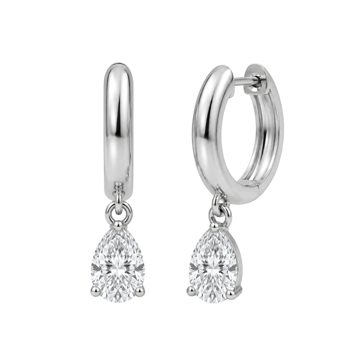 1-4 ctw Pear Hoop Earrings