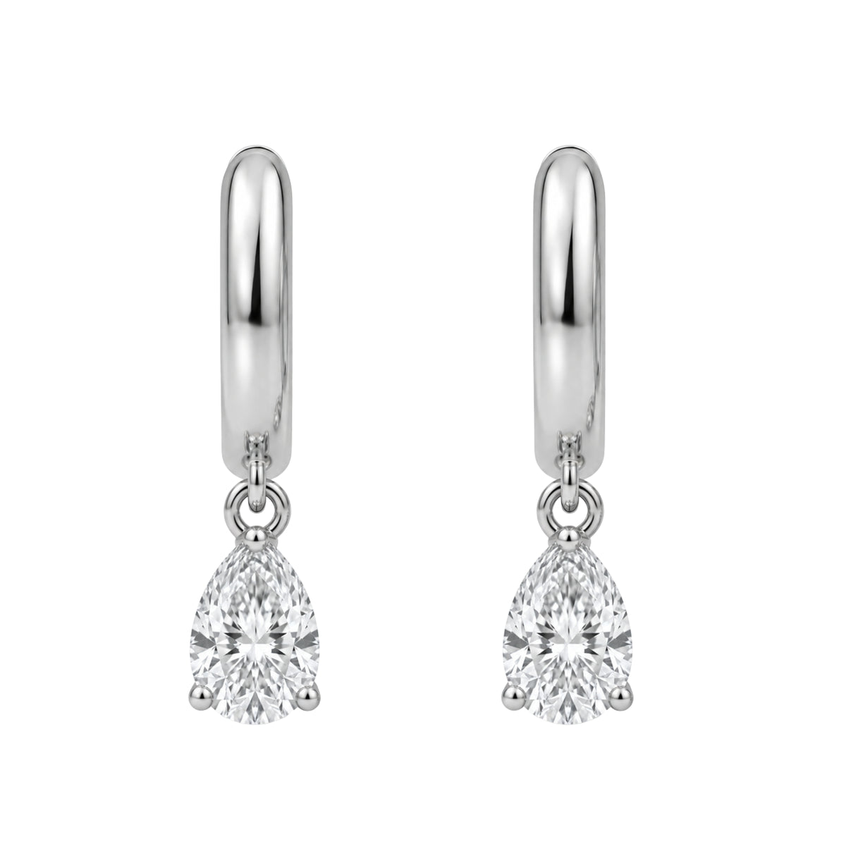 1-4 ctw Pear Hoop Earrings