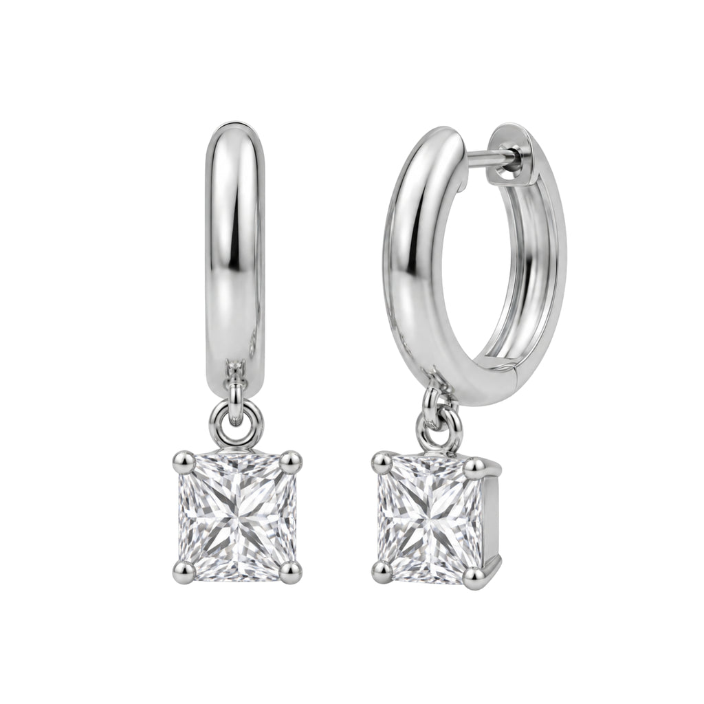 1-4 ctw Princess Hoop Earrings