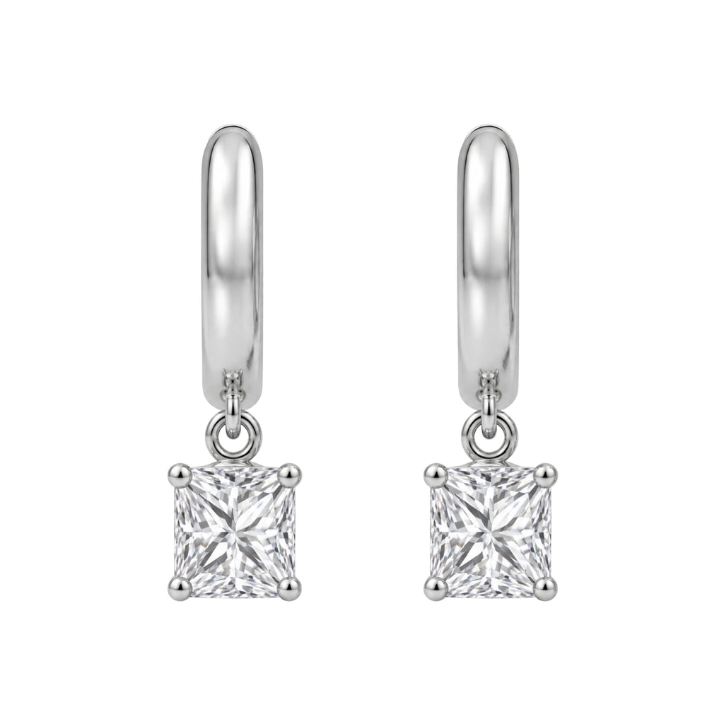 1-4 ctw Princess Hoop Earrings