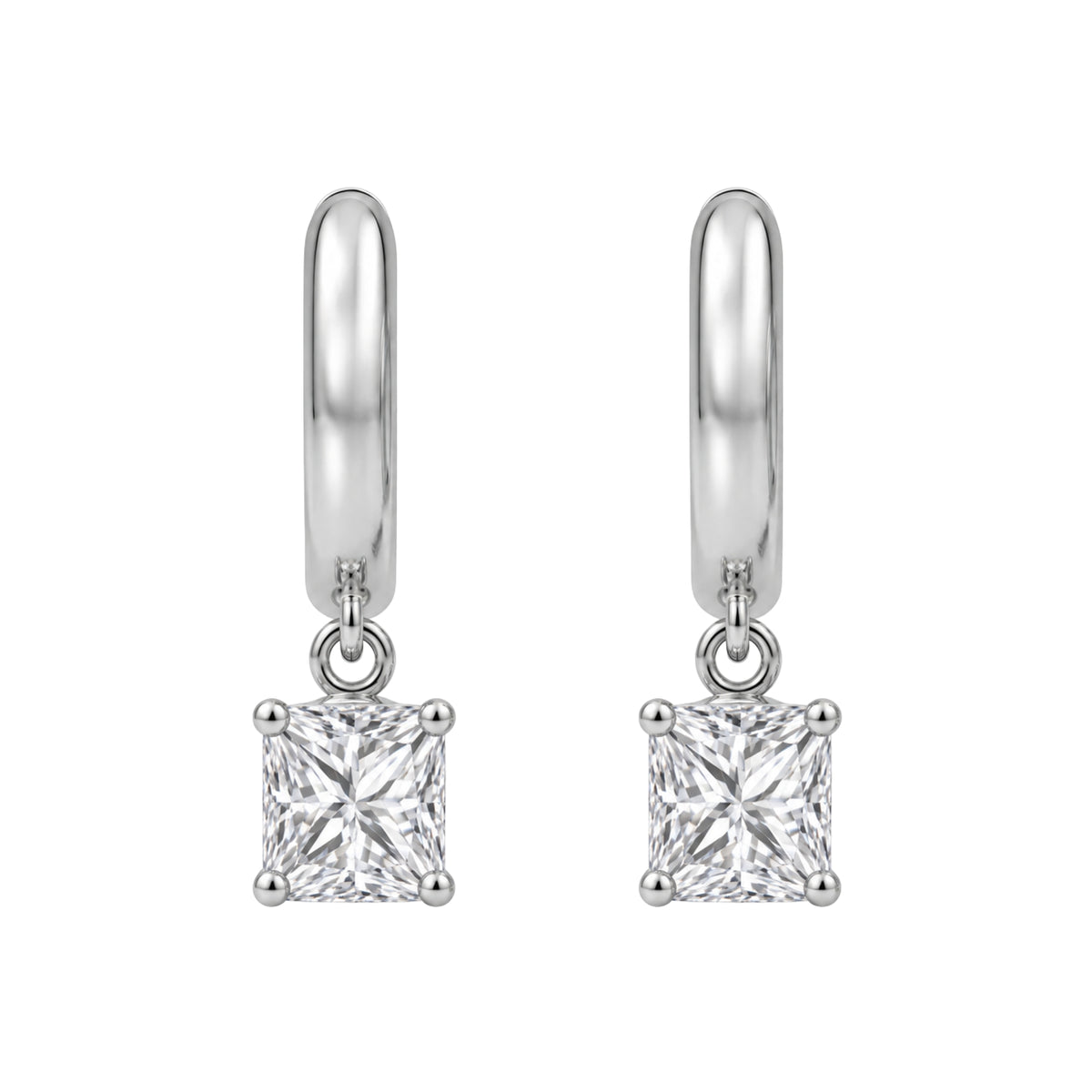 1-4 ctw Princess Hoop Earrings