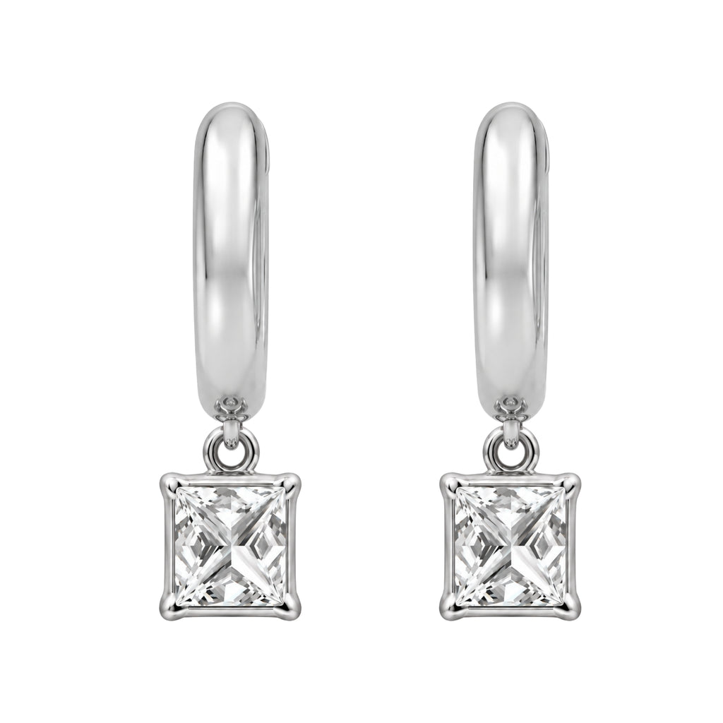 1-4 ctw Princess Hoop Earrings