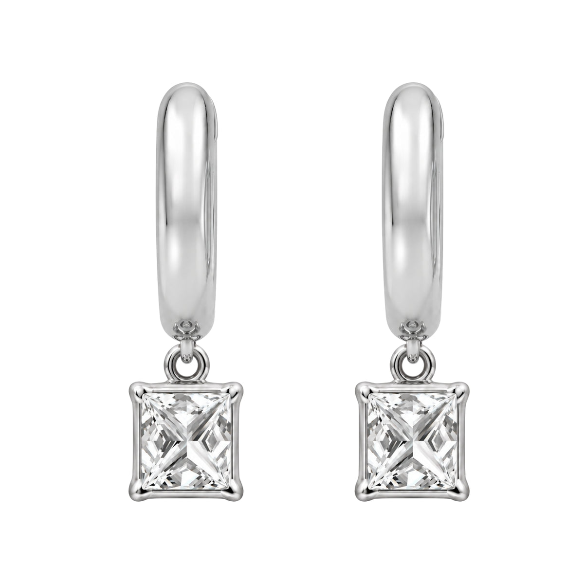1-4 ctw Princess Hoop Earrings