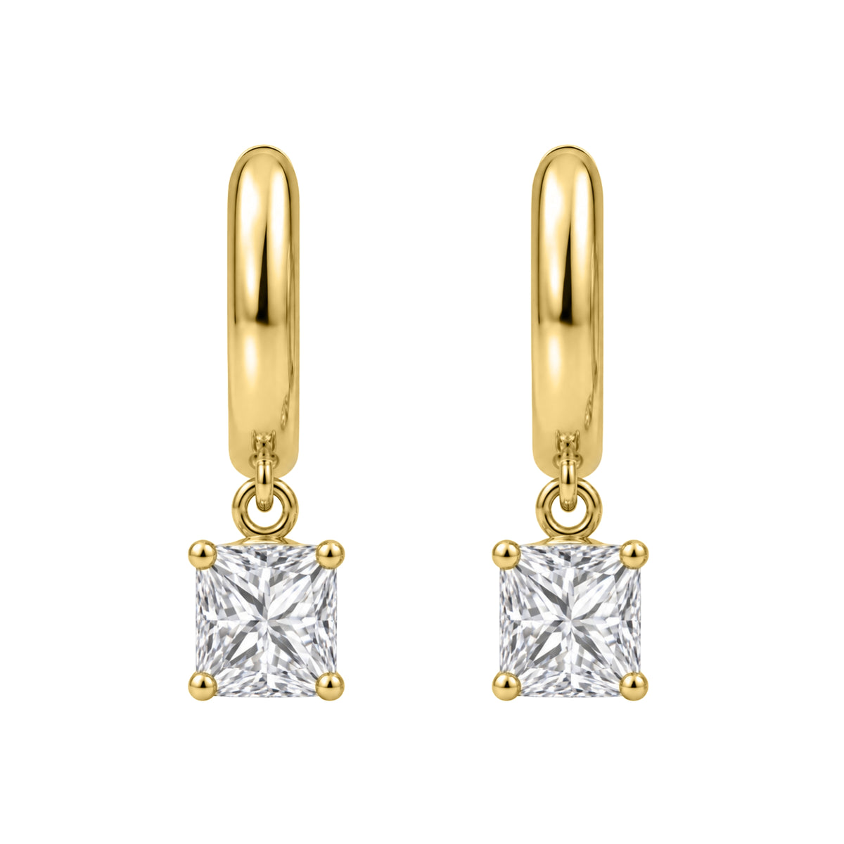 1-4 ctw Princess Hoop Earrings