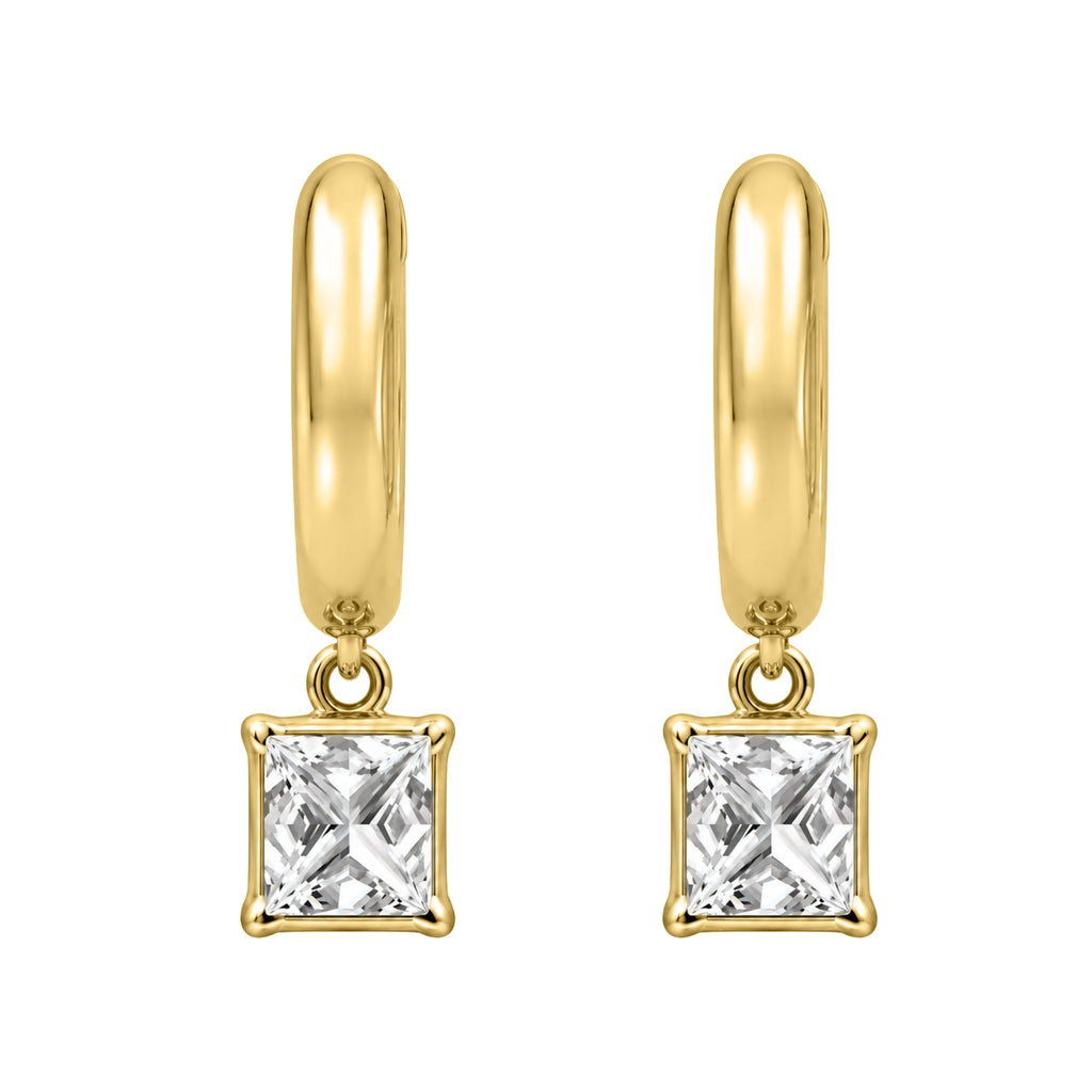 1-4 ctw Princess Hoop Earrings