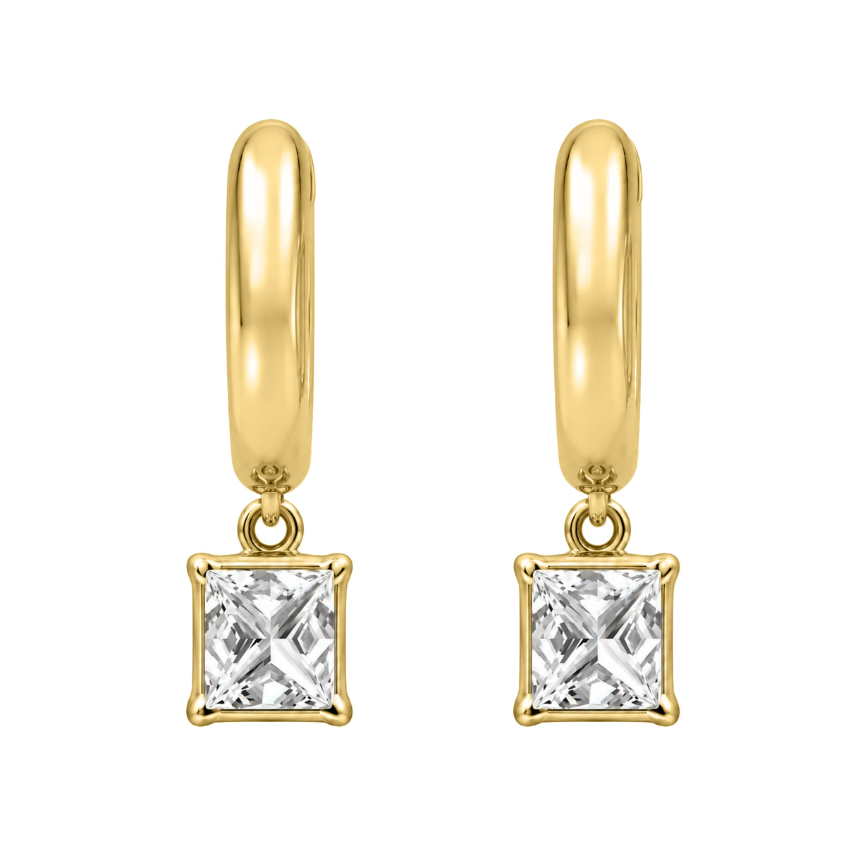 1-4 ctw Princess Hoop Earrings