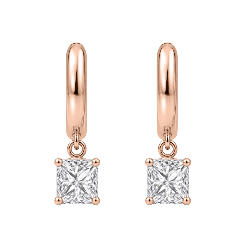 1-4 ctw Princess Hoop Earrings