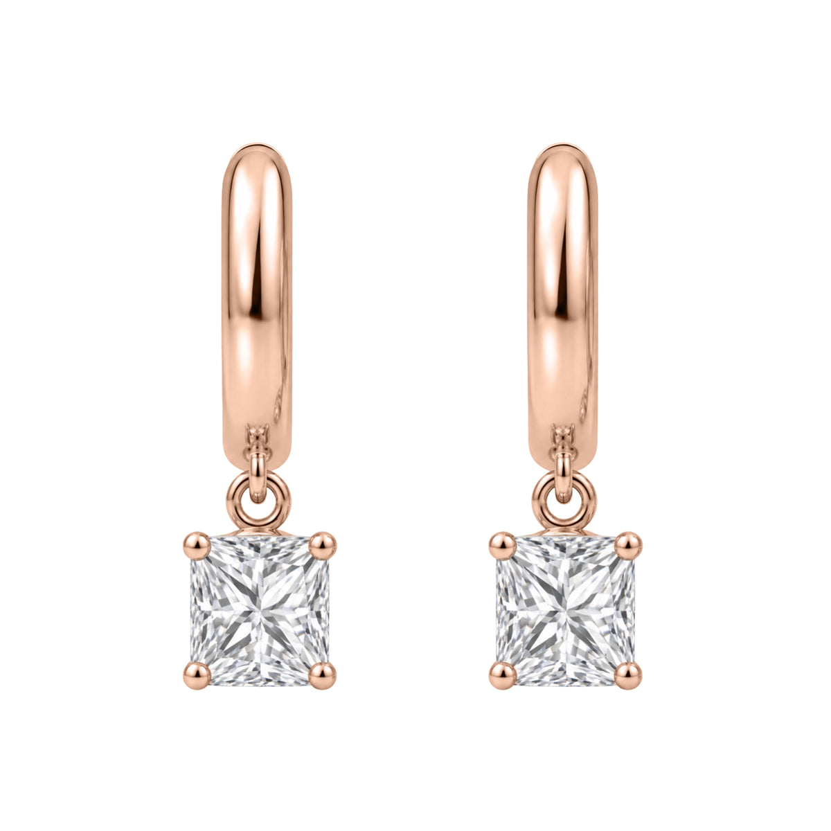 1-4 ctw Princess Hoop Earrings